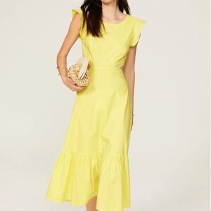 Marissa Webb Collective cotton open back dress chartruese size 4